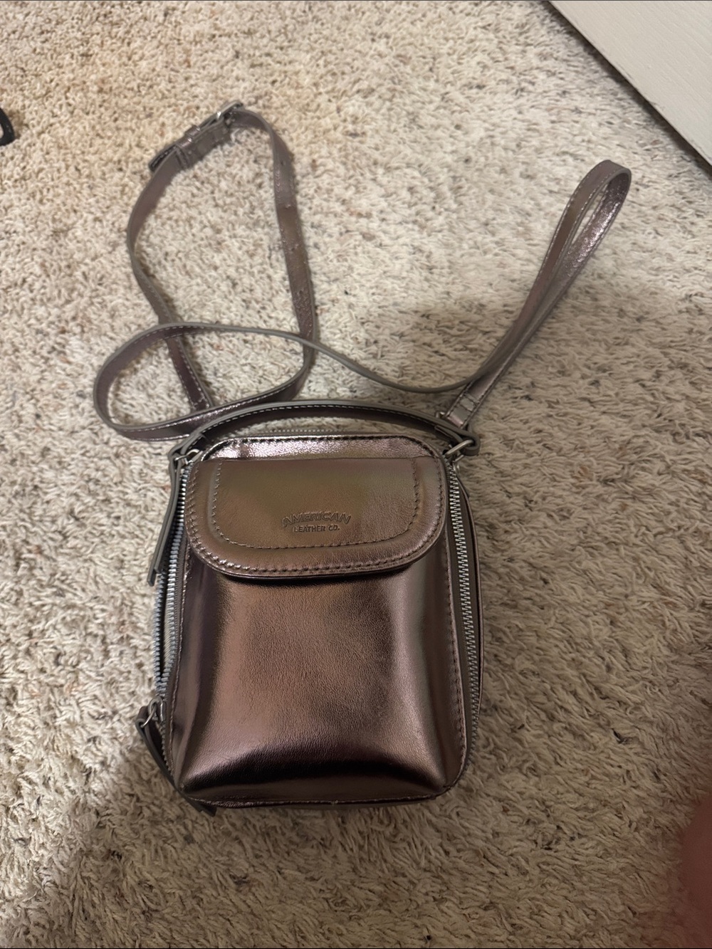 Metallic Pewter Crossbody Bag - Women Bags American Leather